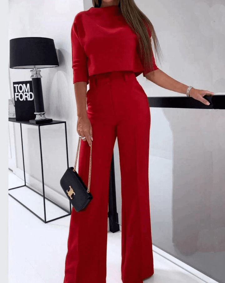 Lika | 2 - Delige Set | Dames Set | Rechte Broek Met Hoge Taille - Sorata