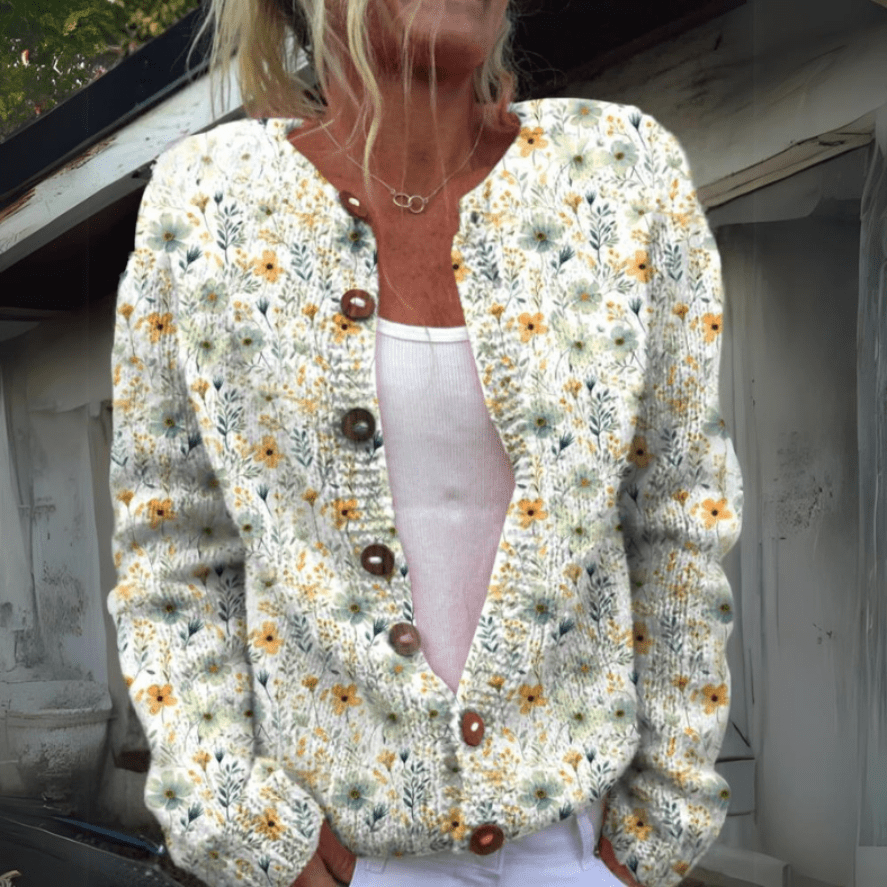 Lina | Dames Vest met Uniek Bloemenpatroon | Comfortabele Gebreide Vest - Sorata