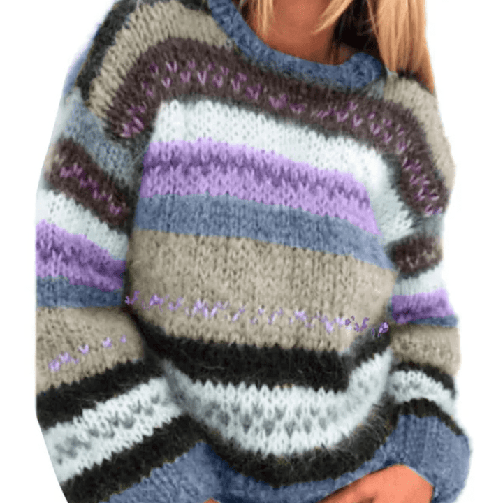 Lisa | Moderne Gebreide Gestreepte Trui | Dames Sweater | Jumper Vest - Sorata