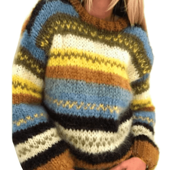 Lisa | Moderne Gebreide Gestreepte Trui | Dames Sweater | Jumper Vest - Sorata