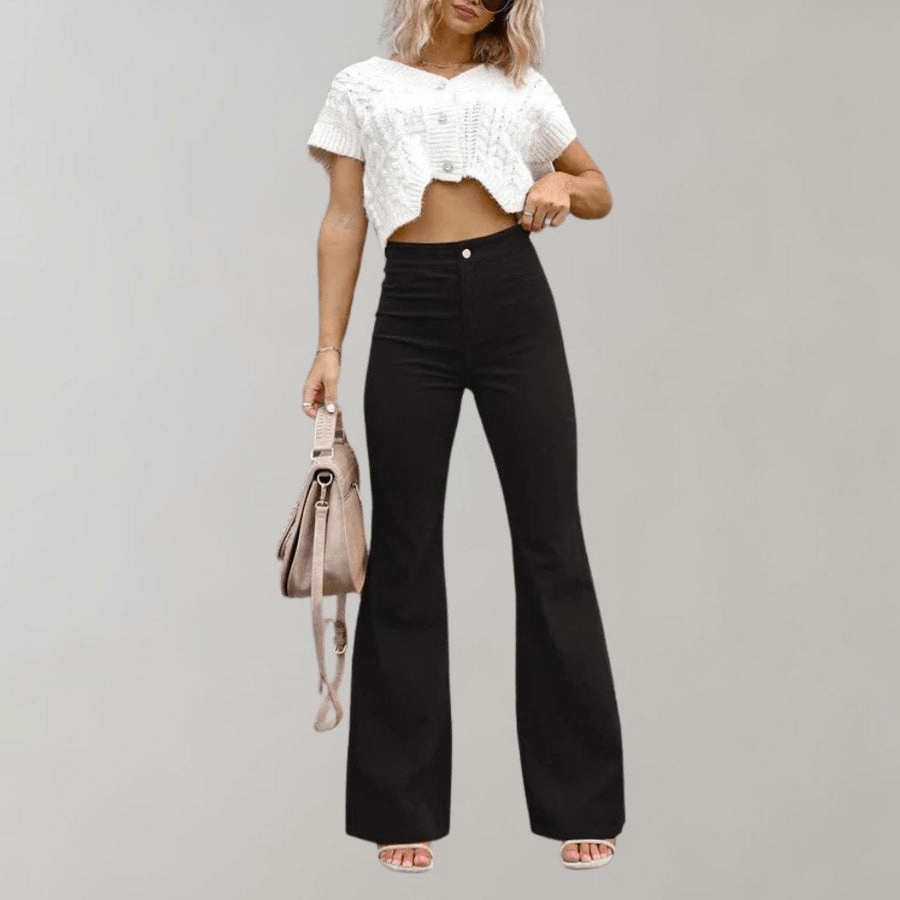 Livey | Retro Dames Broek | Stijlvolle Corduroy Flare Broek - Sorata