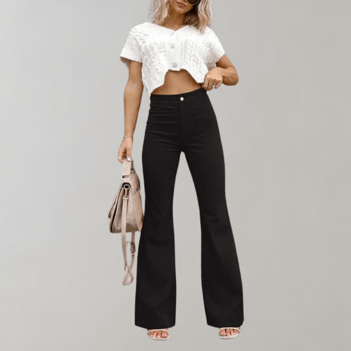 Livey | Retro Dames Broek | Stijlvolle Corduroy Flare Broek - Sorata