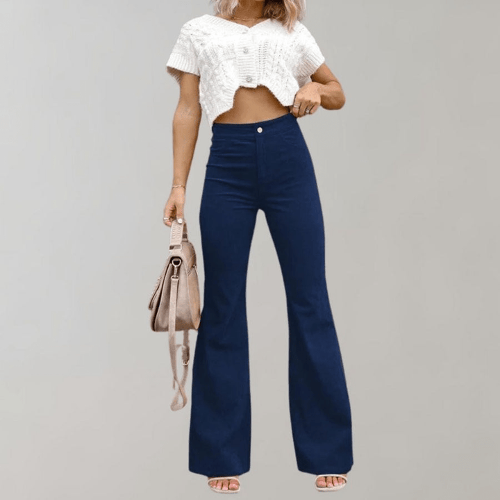 Livey | Retro Dames Broek | Stijlvolle Corduroy Flare Broek - Sorata