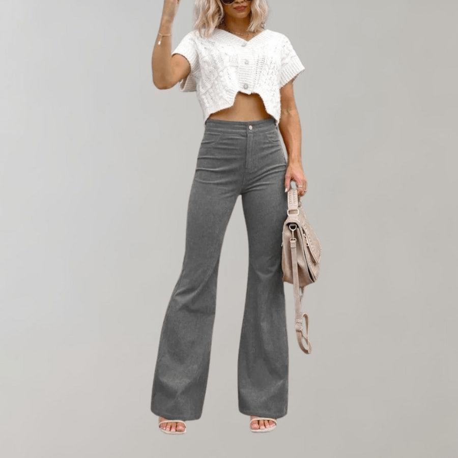 Livey | Retro Dames Broek | Stijlvolle Corduroy Flare Broek - Sorata