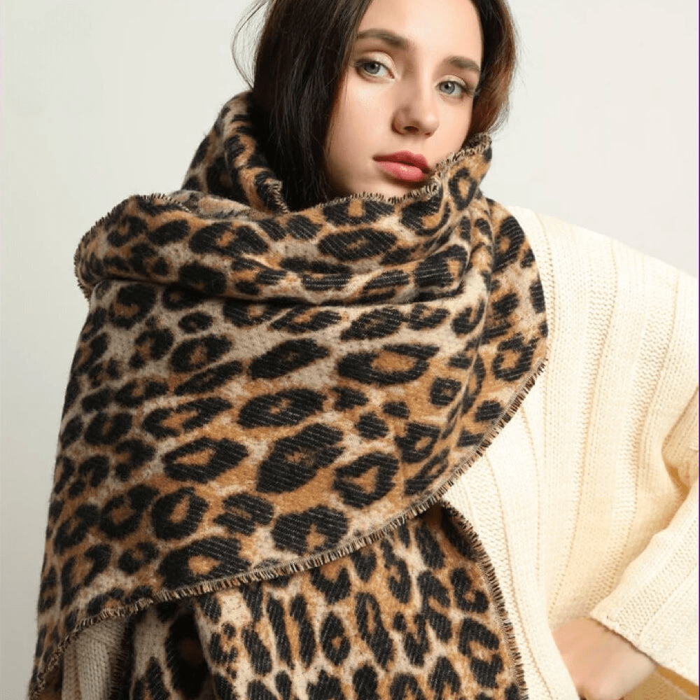 Livi | Luxe Gebreide Sjaal met Luipaard Print - Sorata