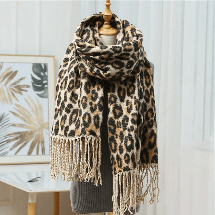 Livi | Luxe Gebreide Sjaal met Luipaard Print - Sorata