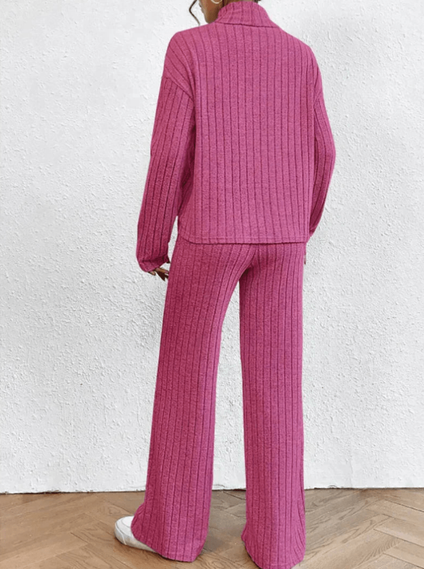 Livia | Gestreepte Gebreide Dames Trui met Broek | Comfortabele & Warme Set - Sorata