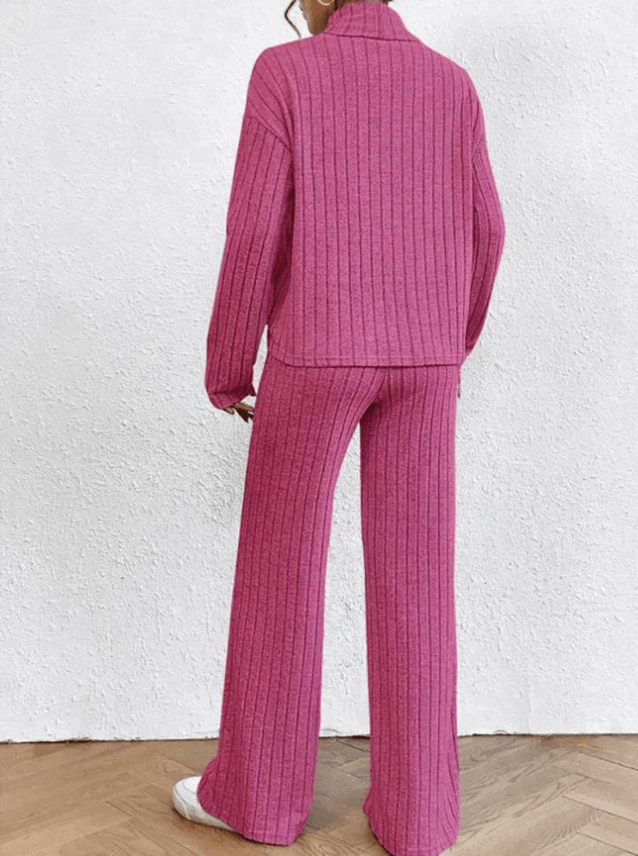 Livia | Gestreepte Gebreide Dames Trui met Broek | Comfortabele & Warme Set - Sorata