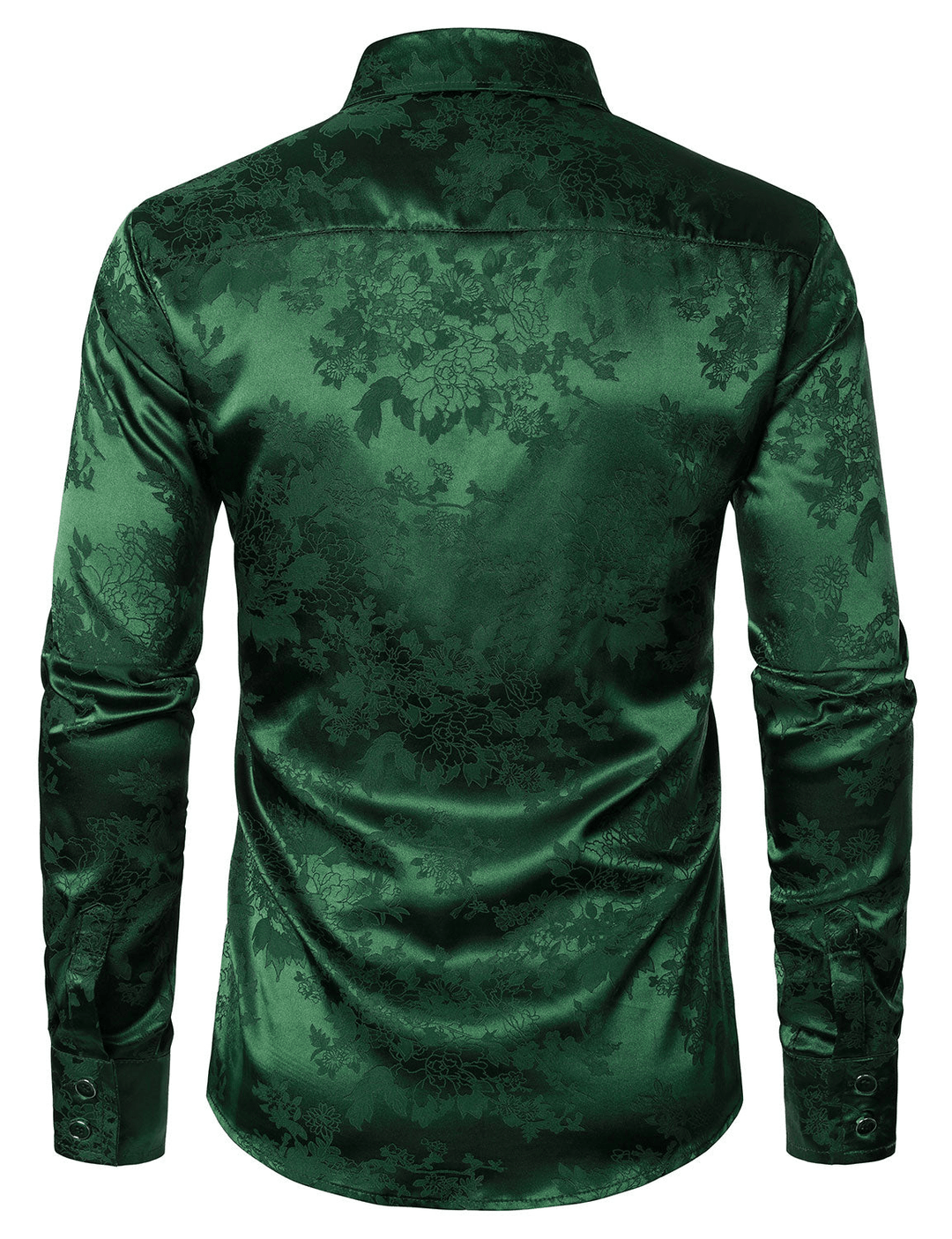 Luca | Groene Satijnen Overhemd Met Bloemenprint | Heren Blouse - Sorata