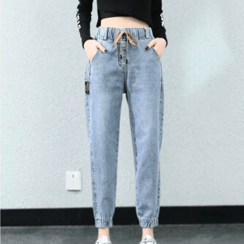 Lucaro - Broek Dames - Casual Damesjeans met Verstelbaar Koord - Comfortabel - Sorata