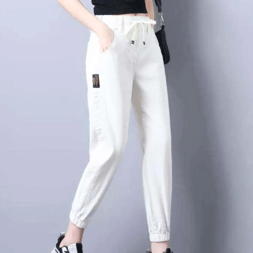 Lucaro - Broek Dames - Casual Damesjeans met Verstelbaar Koord - Comfortabel - Sorata