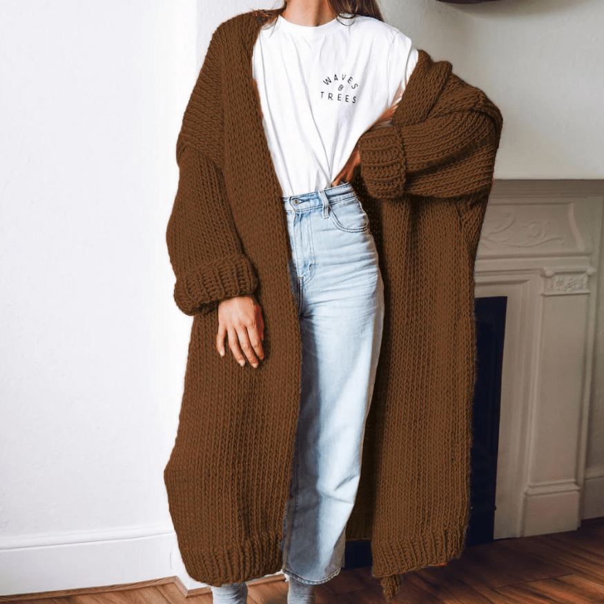 Madelief | Elegant Lang Gebreide Dames Vet | Vintage Kledingstijl | Comfortabel - Sorata