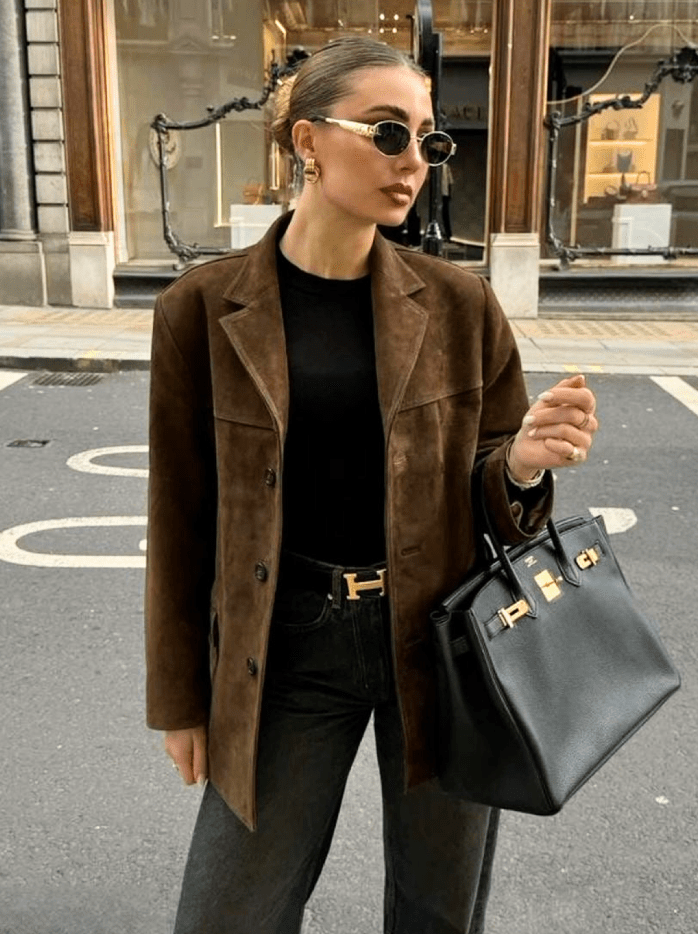 Mae | Suède Jas Dames | Bruine Jas| Vintage Kledingstijl - Sorata