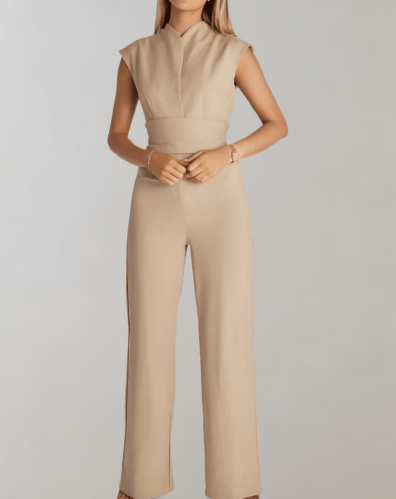 Mariana | Elegante Dames Jumpsuit met Wijde pijpen, een Riem en Korte Mouwen - Sorata