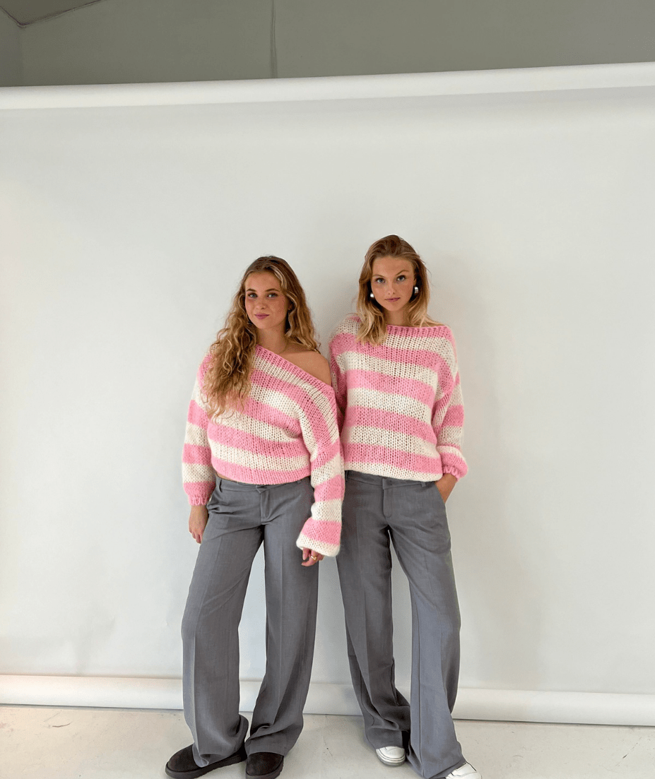 Marley | Dames Gestreepte Gebreide Oversized Trui | Trendy & Comfortabel - Sorata