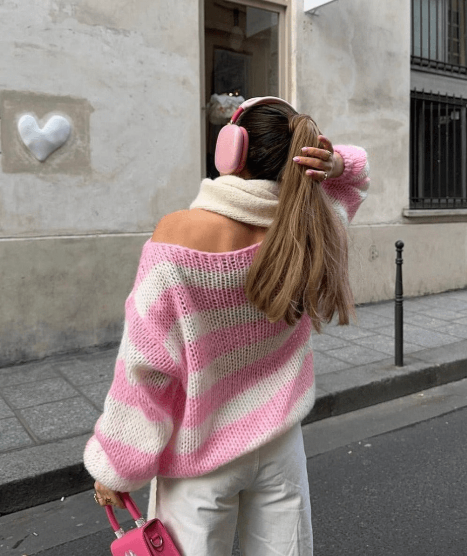 Marley | Dames Gestreepte Gebreide Oversized Trui | Trendy & Comfortabel - Sorata