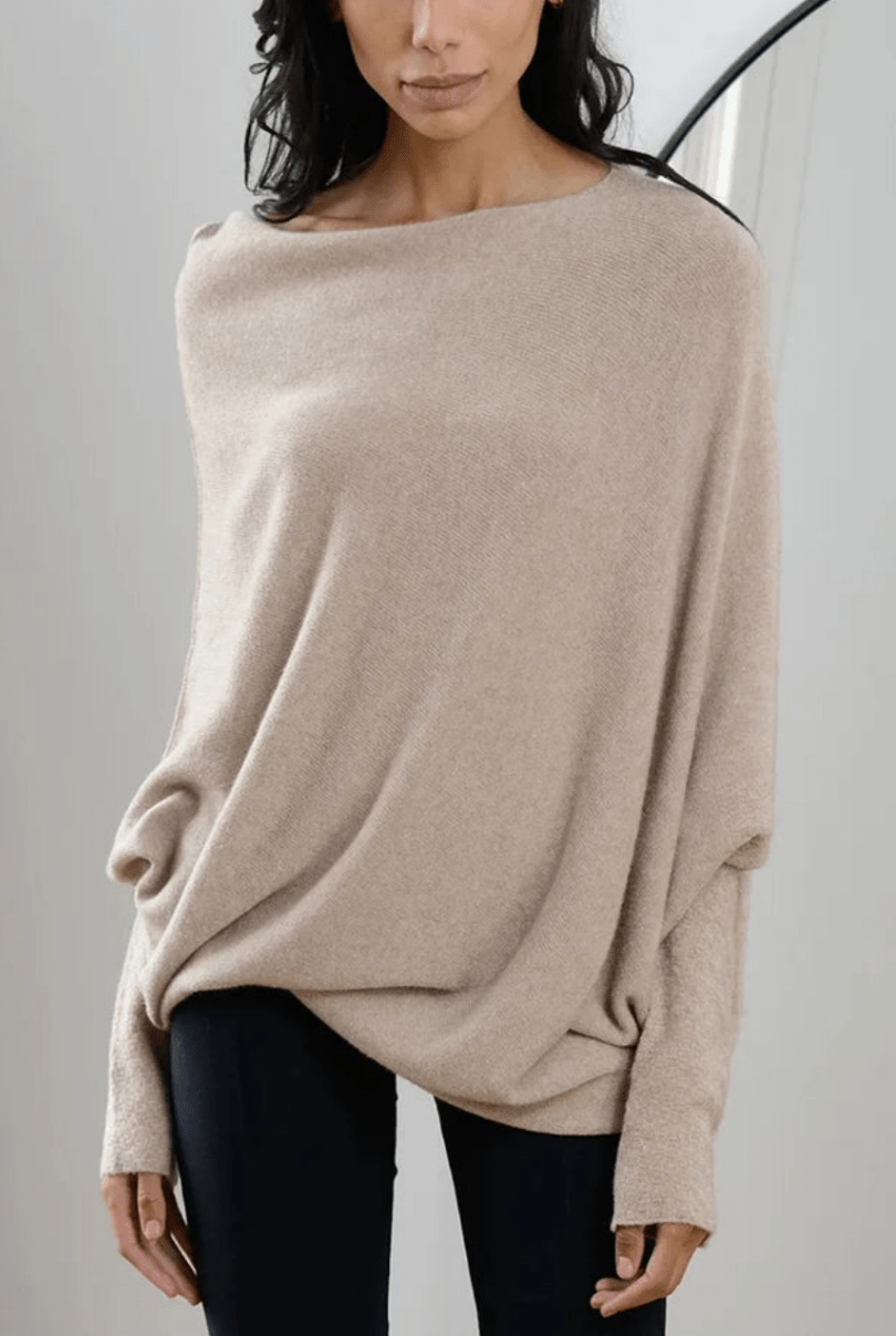 Mary | Asymmetrische Gedrapeerde Dames Trui | Comfortabel & Trendy - Sorata