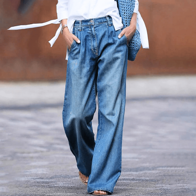 Michelle | Dames Broek | Comfortabele Losse Jeans | Blauwe Spijkerbroek - Sorata
