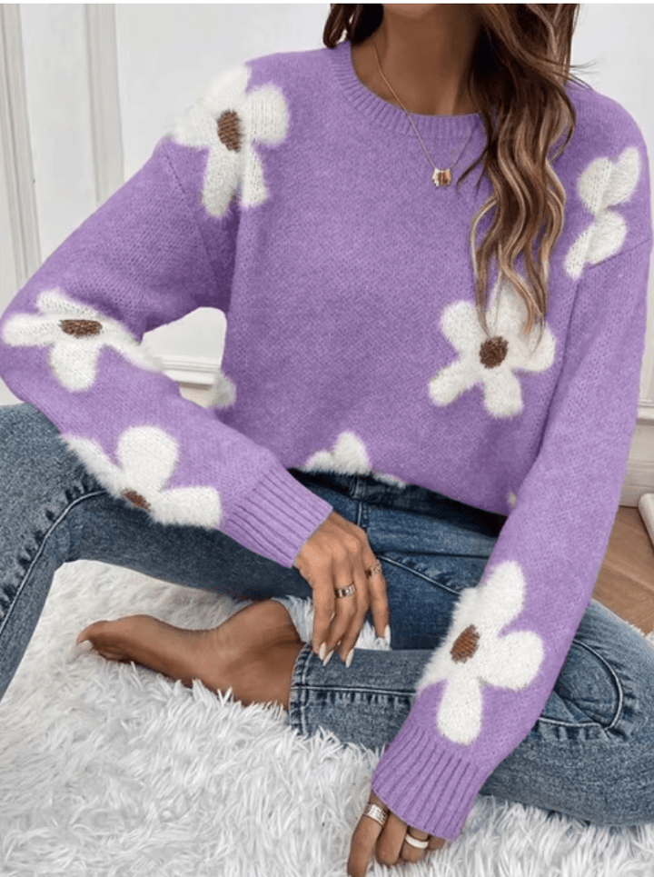 Mila | Trendy Dames Trui met Bloemen Mouwen | Comfortabele en Warme Trui - Sorata