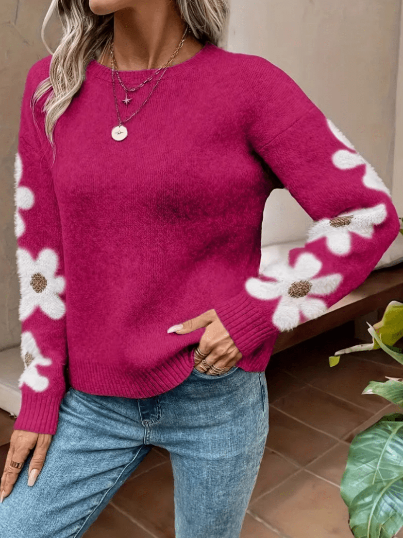 Mila | Trendy Dames Trui met Bloemen Mouwen | Comfortabele en Warme Trui - Sorata