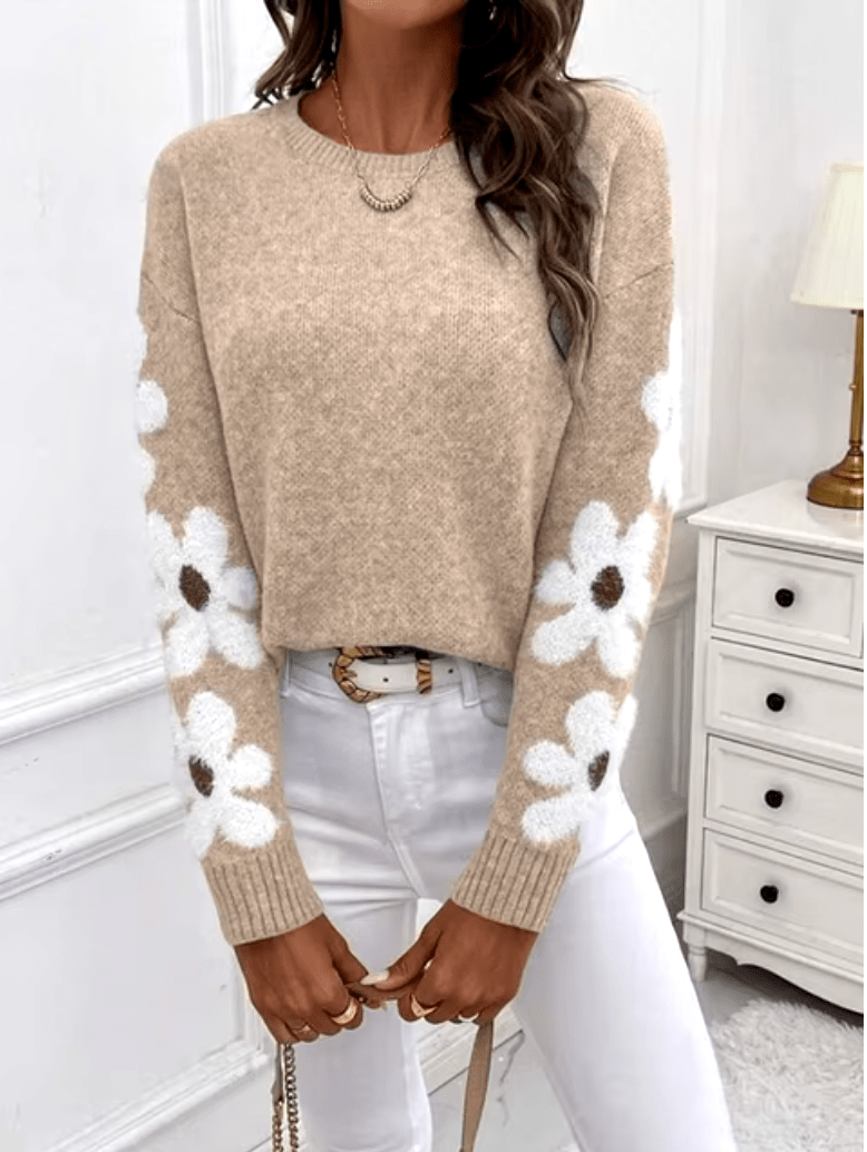 Mila | Trendy Dames Trui met Bloemen Mouwen | Comfortabele en Warme Trui - Sorata