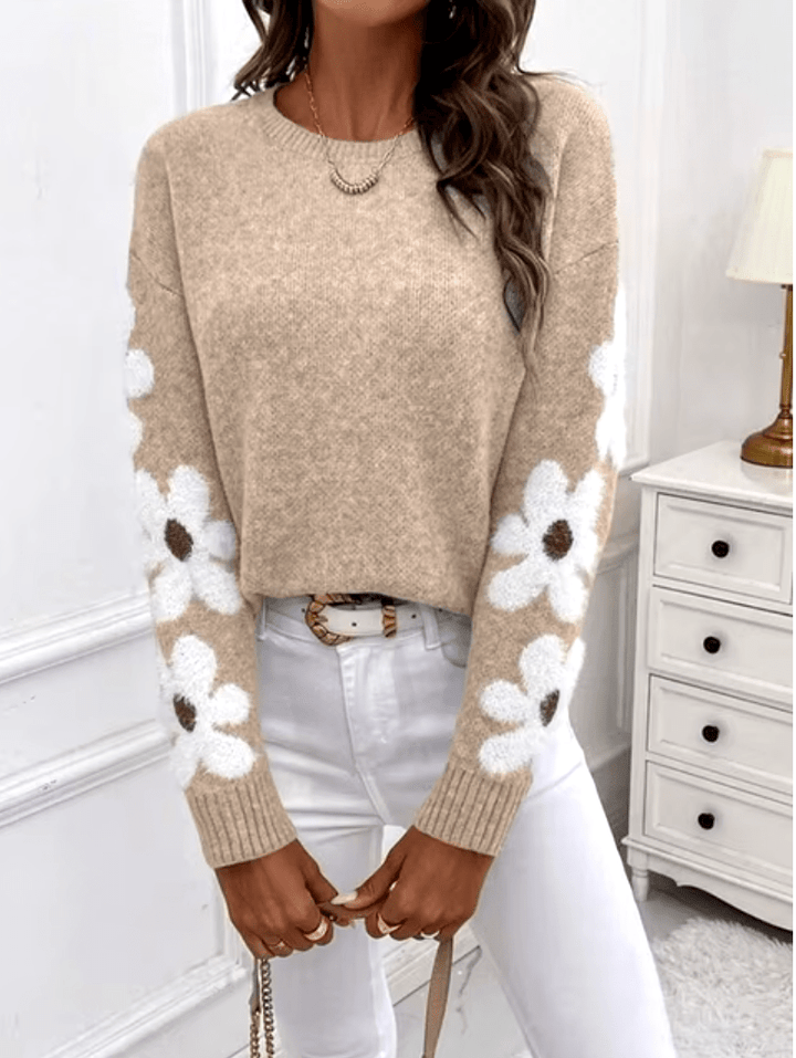 Mila | Trendy Dames Trui met Bloemen Mouwen | Comfortabele en Warme Trui - Sorata
