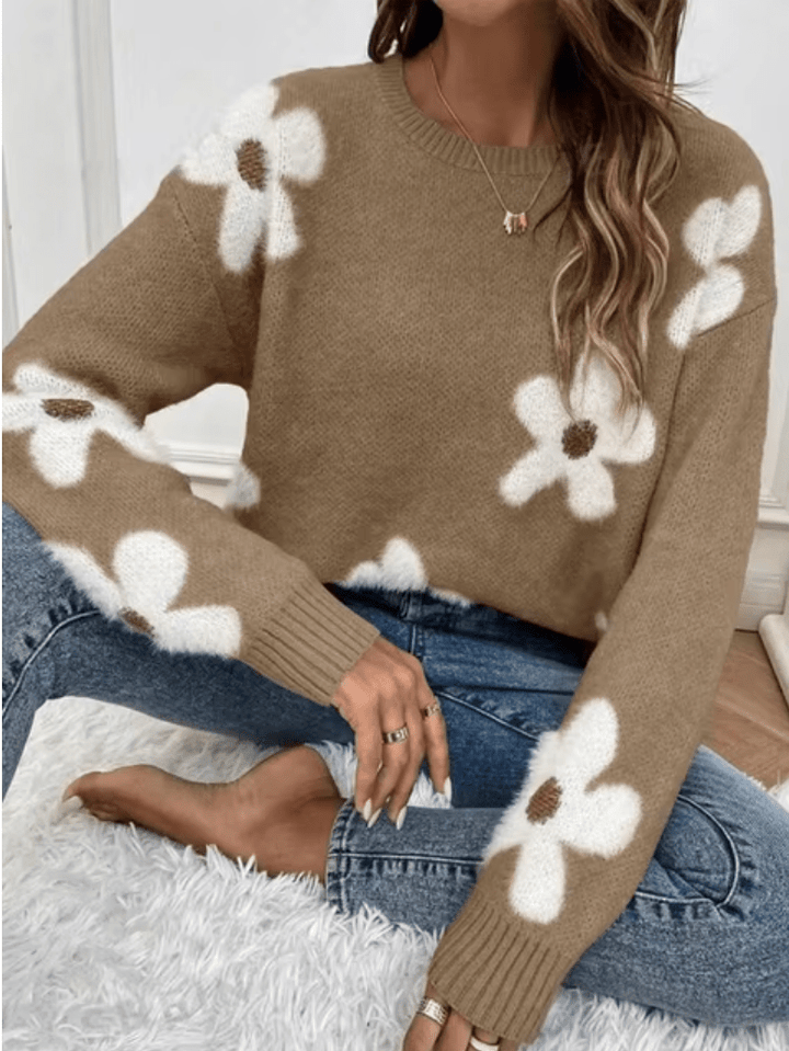 Mila | Trendy Dames Trui met Bloemen Mouwen | Comfortabele en Warme Trui - Sorata