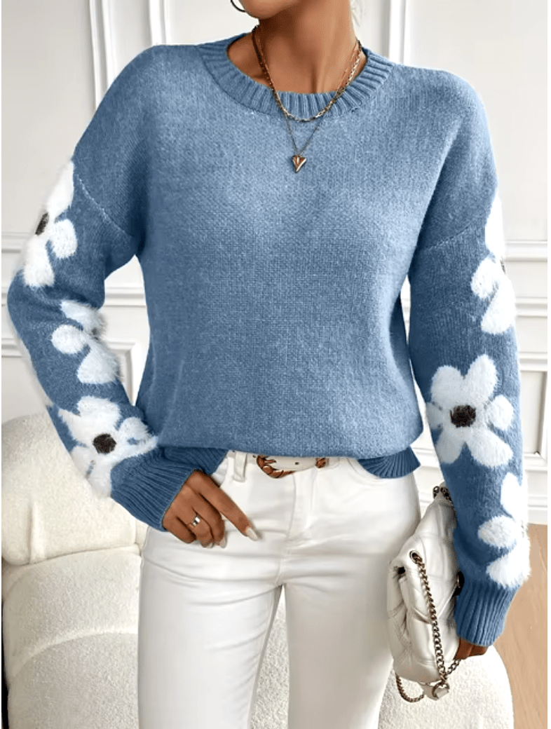 Mila | Trendy Dames Trui met Bloemen Mouwen | Comfortabele en Warme Trui - Sorata