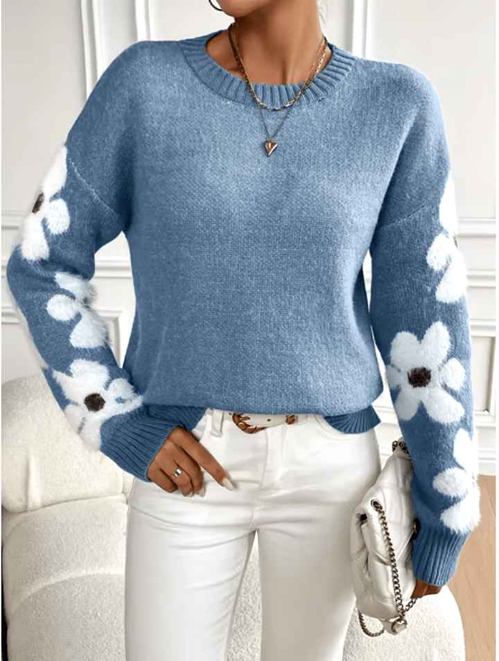 Mila | Trendy Dames Trui met Bloemen Mouwen | Comfortabele en Warme Trui - Sorata