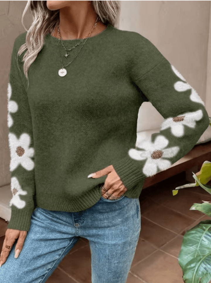 Mila | Trendy Dames Trui met Bloemen Mouwen | Comfortabele en Warme Trui - Sorata