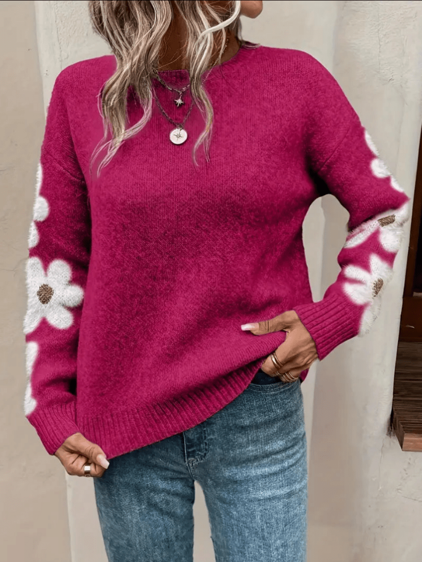 Mila | Trendy Dames Trui met Bloemen Mouwen | Comfortabele en Warme Trui - Sorata