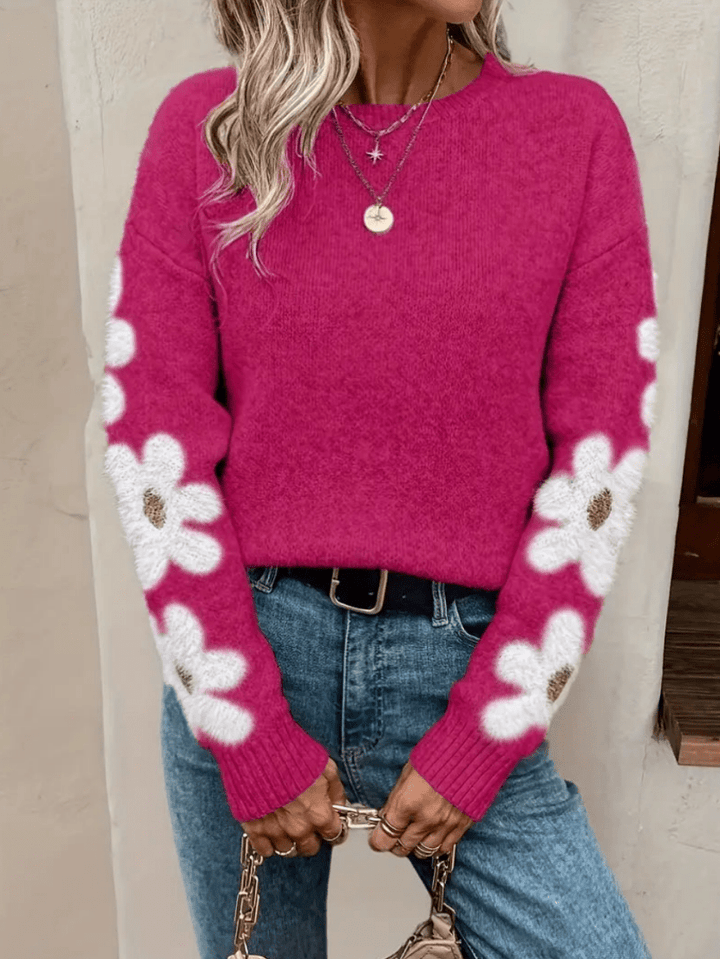 Mila | Trendy Dames Trui met Bloemen Mouwen | Comfortabele en Warme Trui - Sorata