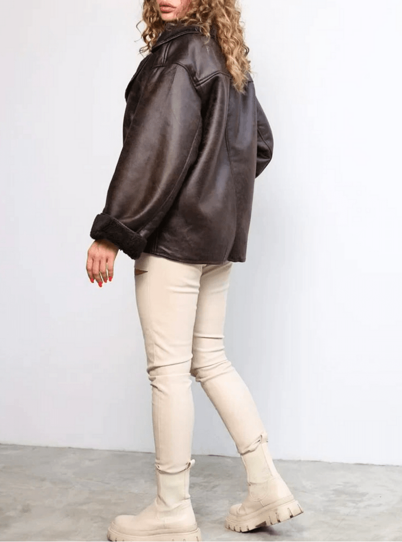 Mira | Dames Retro Leren Jas | Trendy & Comfortabel | Vintage Kledingstijl - Sorata