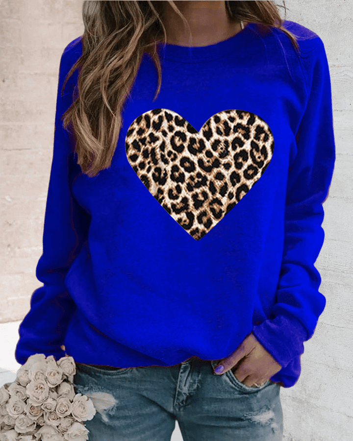 Monica | Comfortabele Dames Trui met Trendy Luipaard Hartprint - Sorata