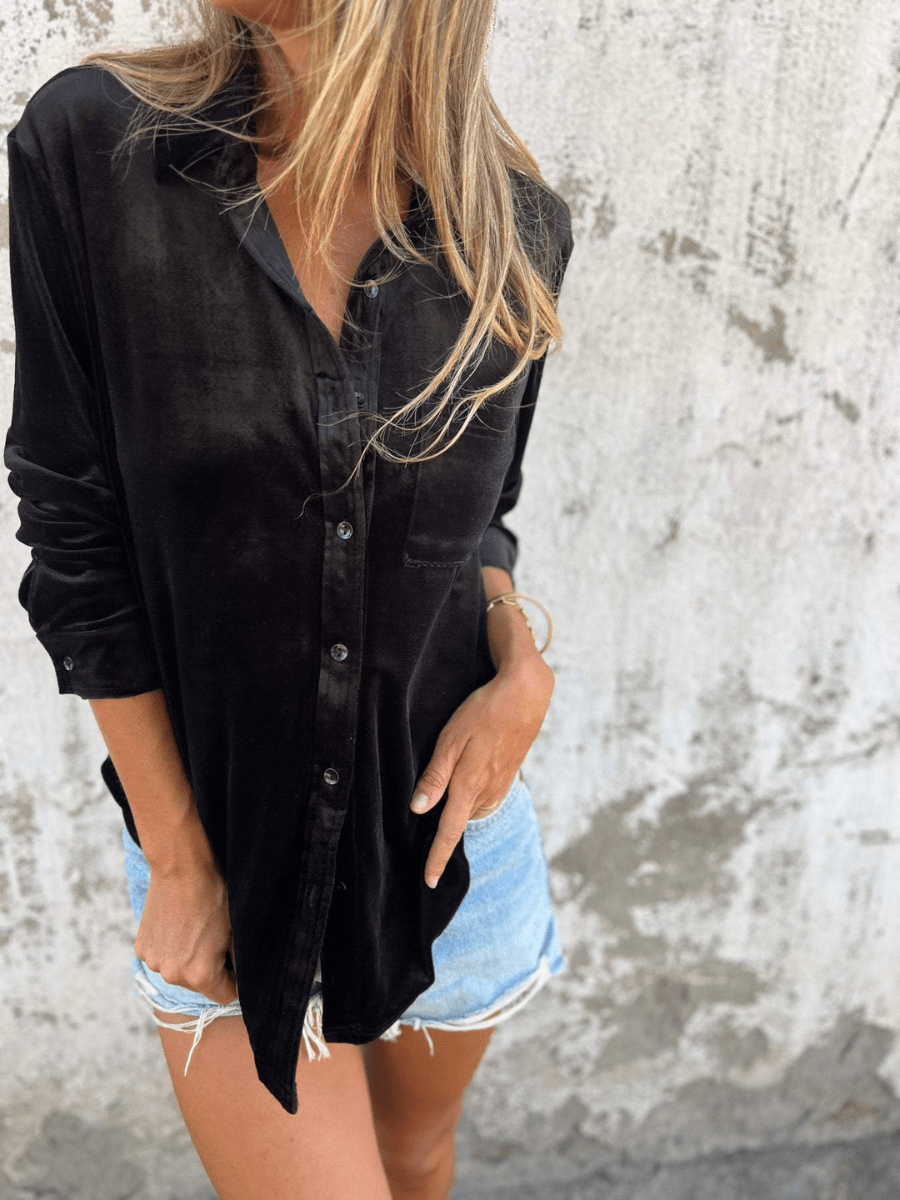 Mosha | Dames Blouse | Fluwelen Overhemd Top Met Lange Mouwen - Sorata
