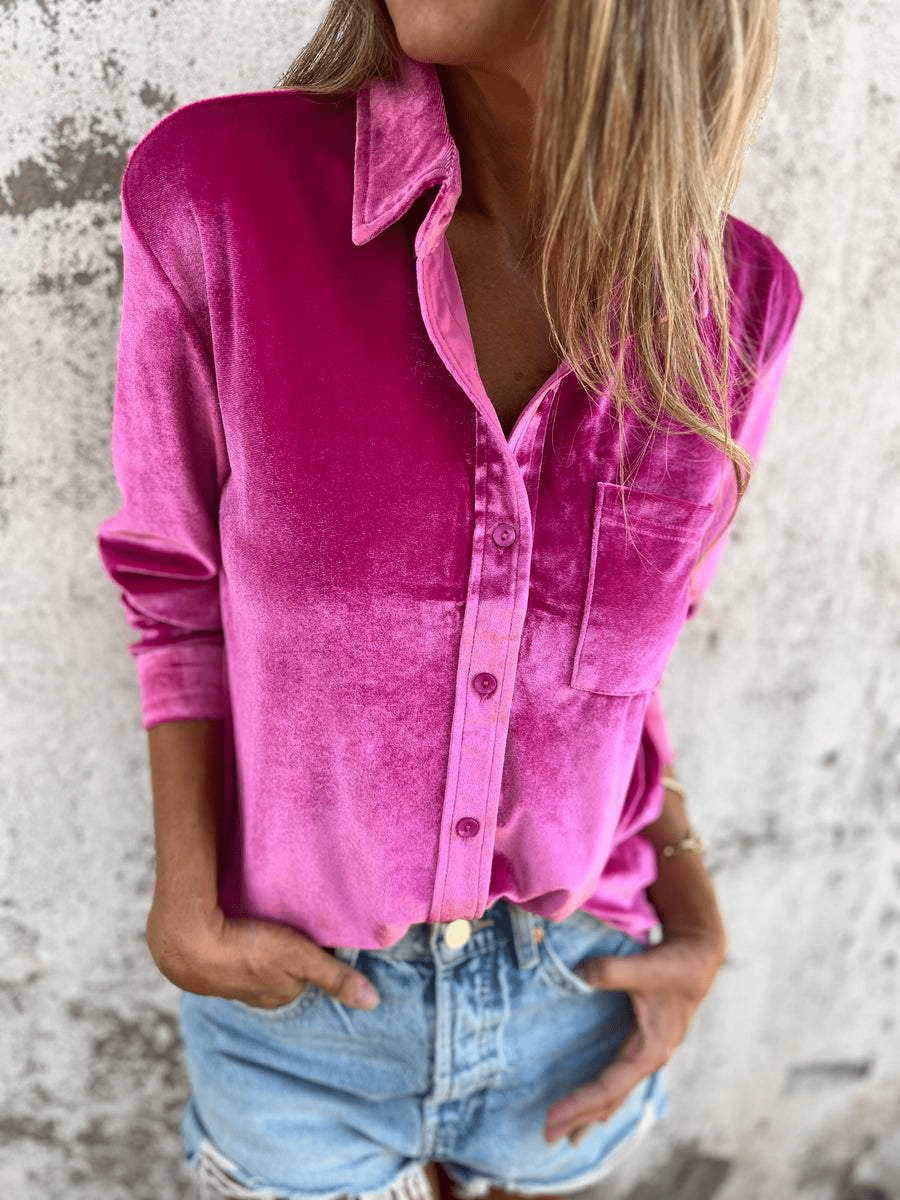 Mosha | Dames Blouse | Fluwelen Overhemd Top Met Lange Mouwen - Sorata