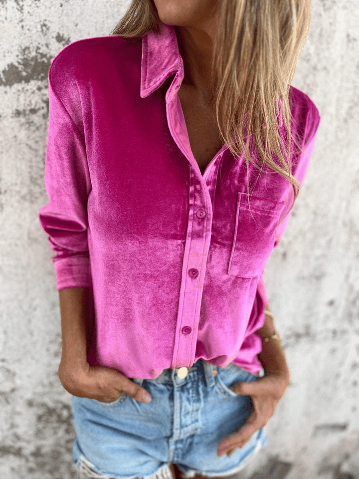 Mosha | Dames Blouse | Fluwelen Overhemd Top Met Lange Mouwen - Sorata