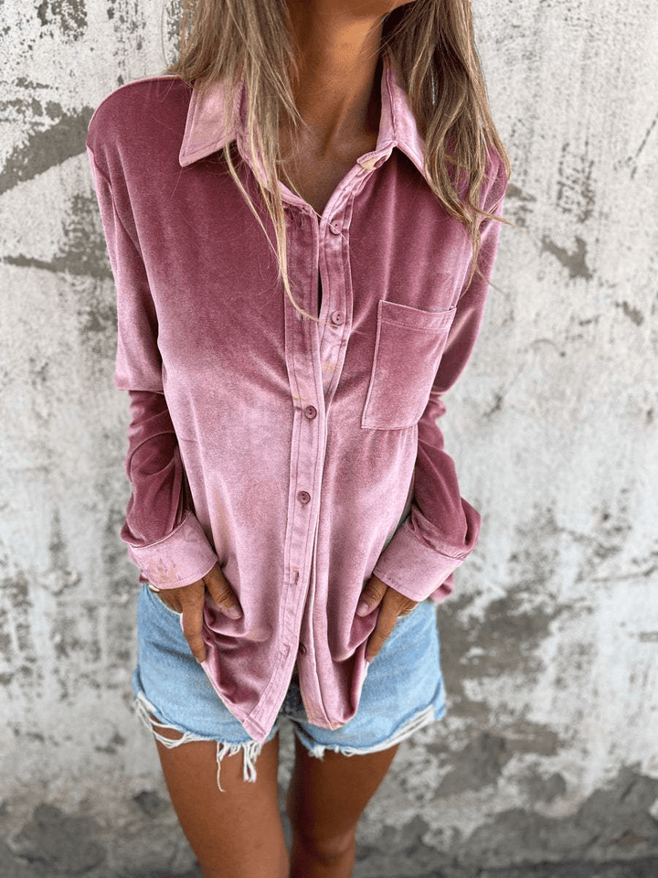 Mosha | Dames Blouse | Fluwelen Overhemd Top Met Lange Mouwen - Sorata
