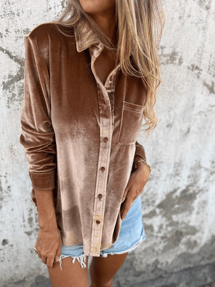 Mosha | Dames Blouse | Fluwelen Overhemd Top Met Lange Mouwen - Sorata