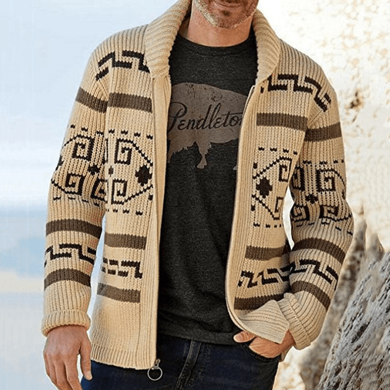 Nasha | Jacquard Trui Met Rits | Heren Sweater | Jumper Vest - Sorata