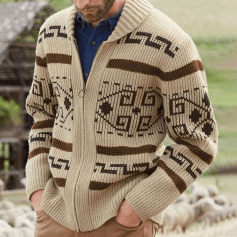 Nasha | Jacquard Trui Met Rits | Heren Sweater | Jumper Vest - Sorata
