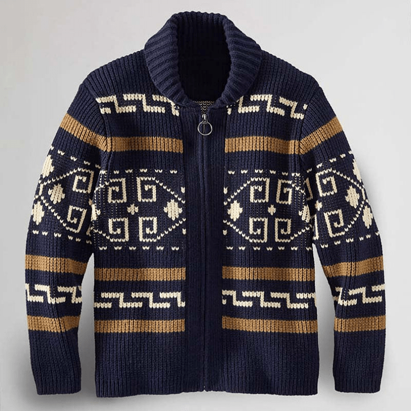 Nasha | Jacquard Trui Met Rits | Heren Sweater | Jumper Vest - Sorata