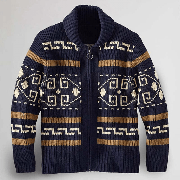 Nasha | Jacquard Trui Met Rits | Heren Sweater | Jumper Vest - Sorata