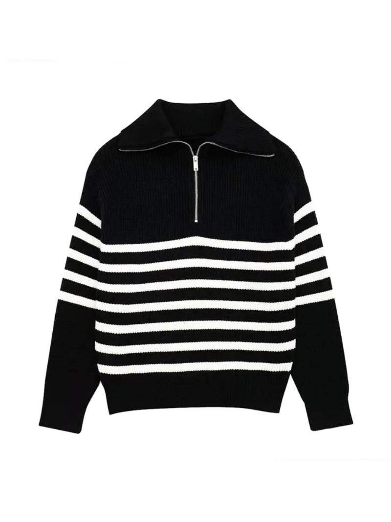 Nathalie | Dames Trui | Retro Half Zip Vrouwen Sweater | Warm & Elegant - Sorata