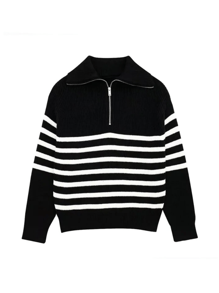 Nathalie | Dames Trui | Retro Half Zip Vrouwen Sweater | Warm & Elegant - Sorata
