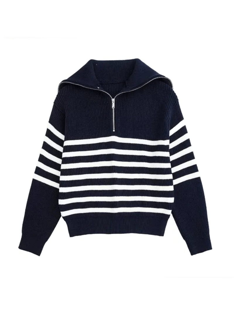 Nathalie | Dames Trui | Retro Half Zip Vrouwen Sweater | Warm & Elegant - Sorata