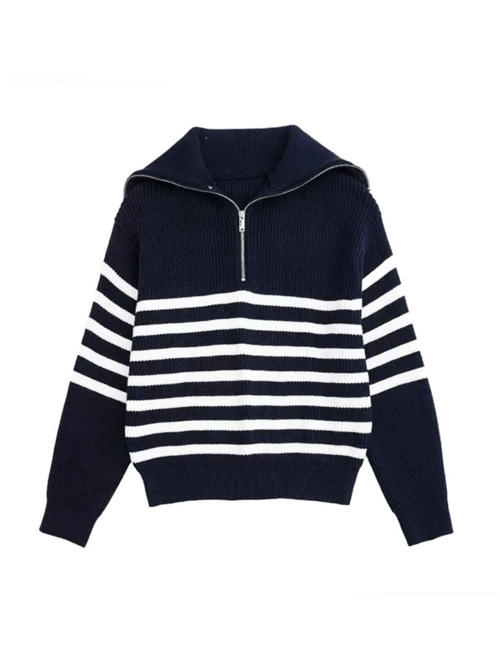 Nathalie | Dames Trui | Retro Half Zip Vrouwen Sweater | Warm & Elegant - Sorata