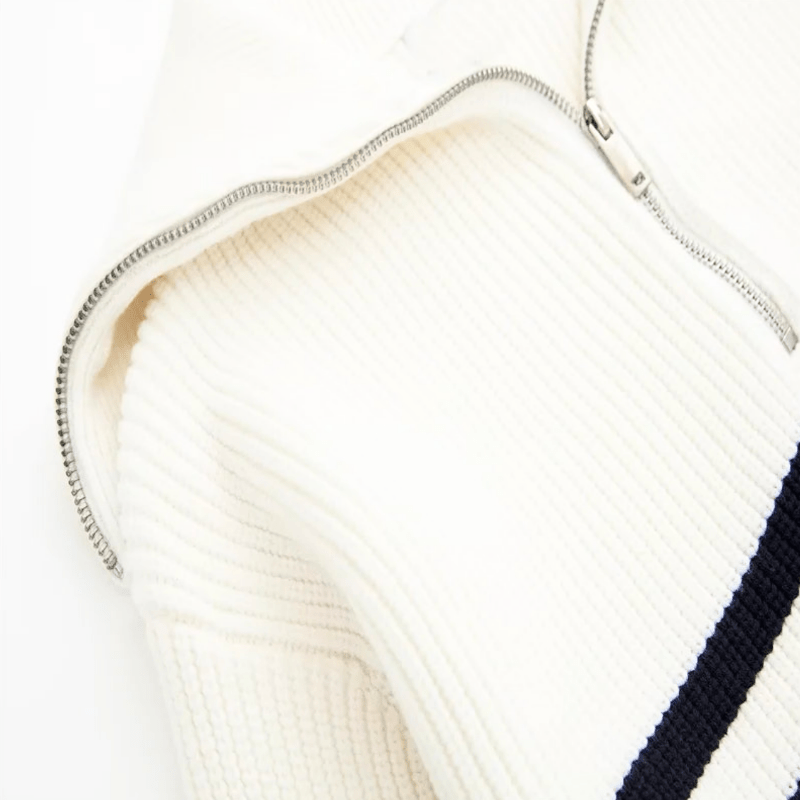 Nathalie | Dames Trui | Retro Half Zip Vrouwen Sweater | Warm & Elegant - Sorata