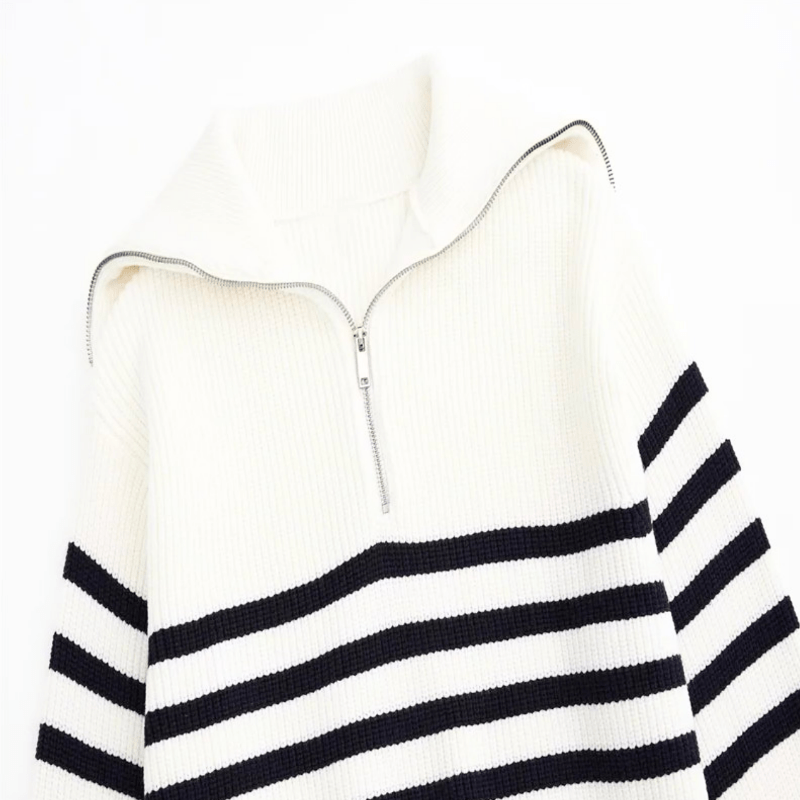 Nathalie | Dames Trui | Retro Half Zip Vrouwen Sweater | Warm & Elegant - Sorata
