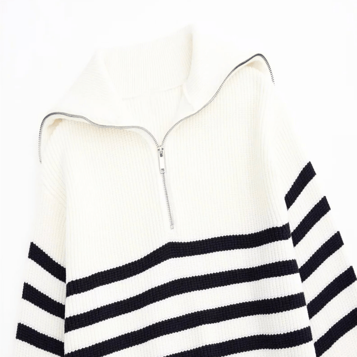 Nathalie | Dames Trui | Retro Half Zip Vrouwen Sweater | Warm & Elegant - Sorata
